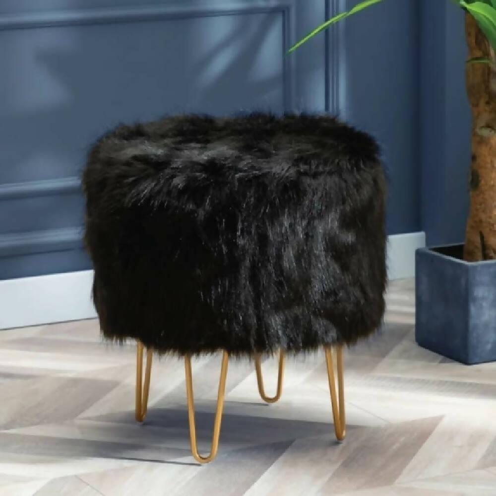 Silla Puff Tocador para Maquillaje Negro - VIRTUAL MUEBLES