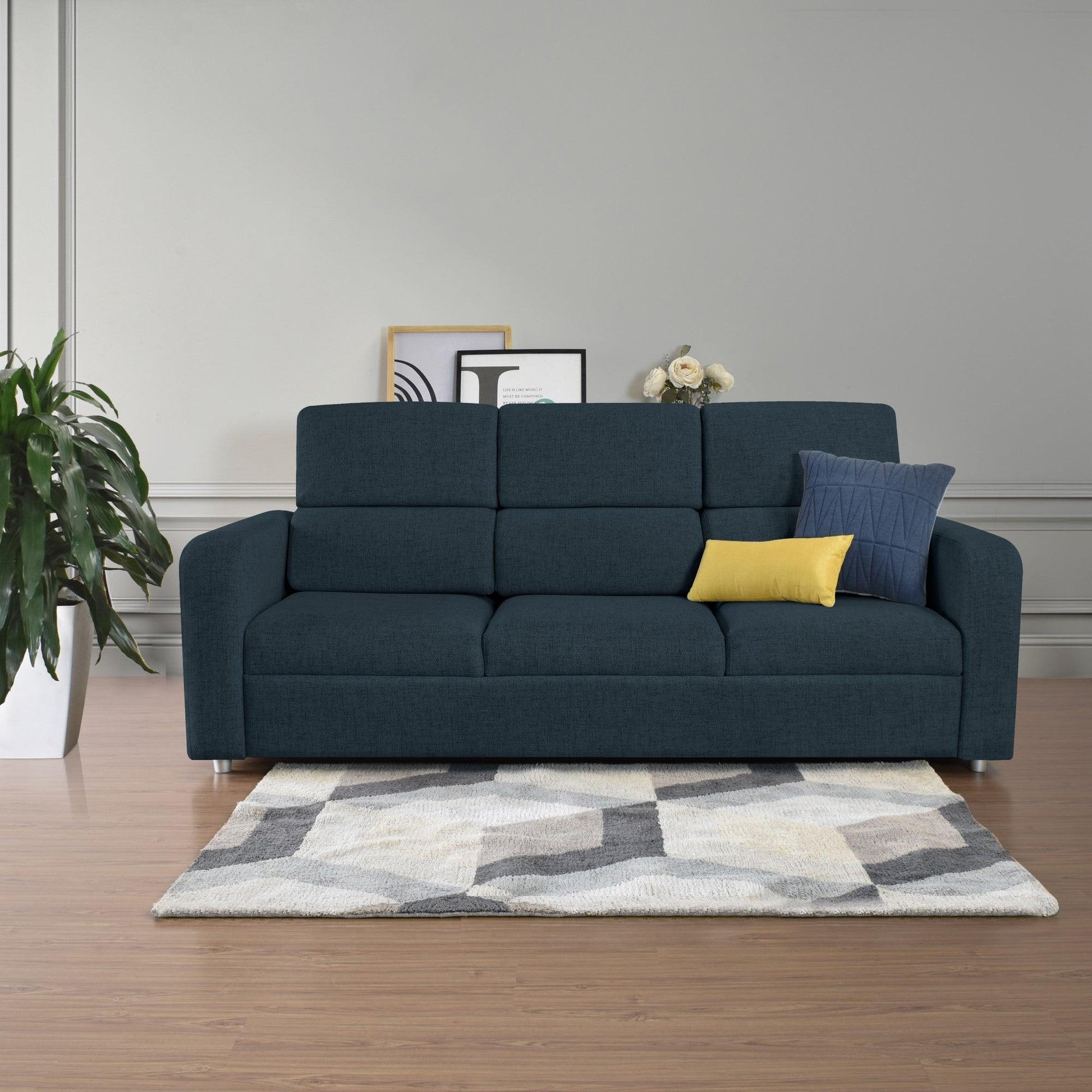 Sofá Bethel 3 Puestos Tela Poliester Plomo - VIRTUAL MUEBLES