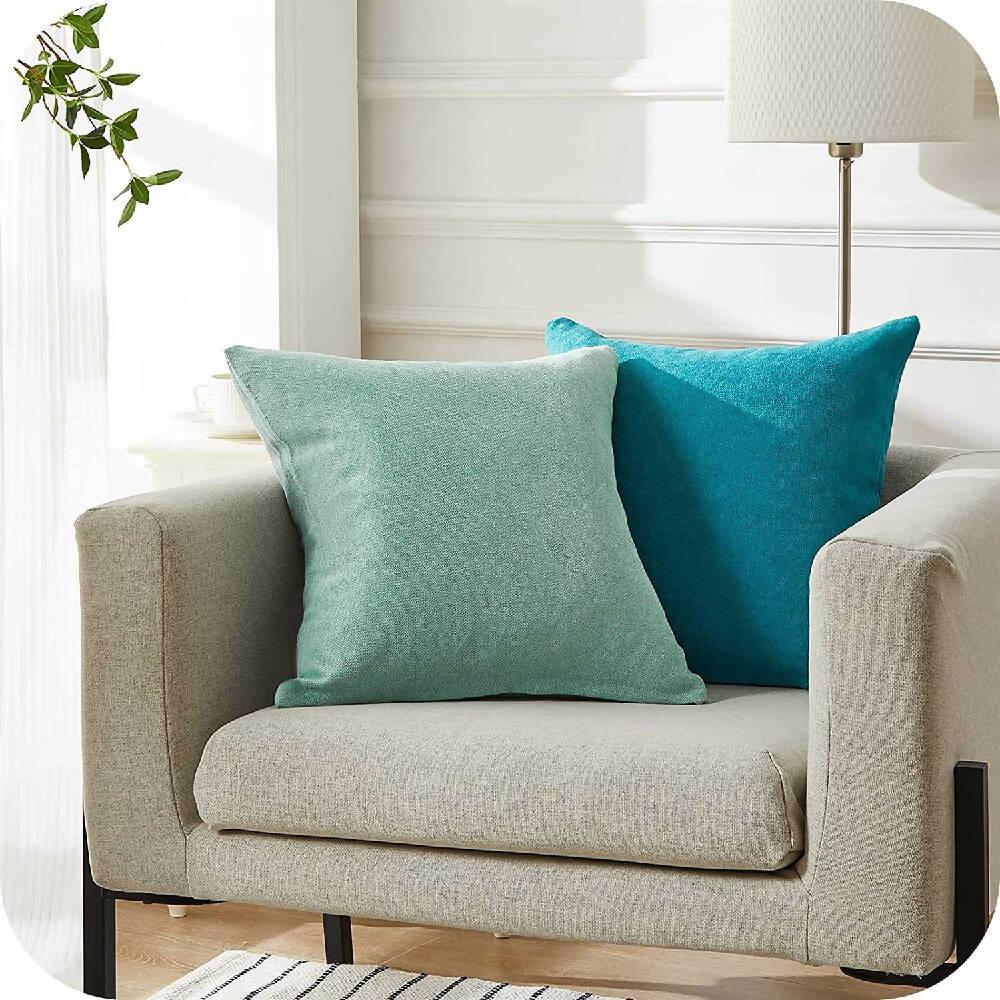 Funda X2 Cojines Decorativos Cuadrados En Tela Menta - VIRTUAL MUEBLES