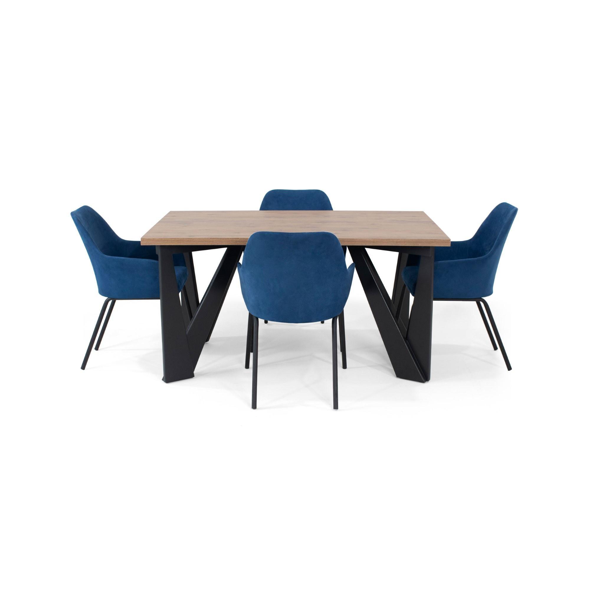 Juego de Comedor Brixton 4 Puestos con Sillas Mendoza Tela Azul