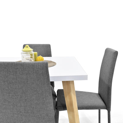 Juego de Comedor 4P Lyon Sillas Lyon Tela Gris - VIRTUAL MUEBLES