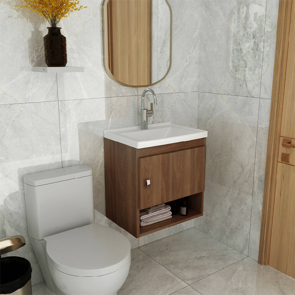 Mueble de baño con lavamanos linz teca