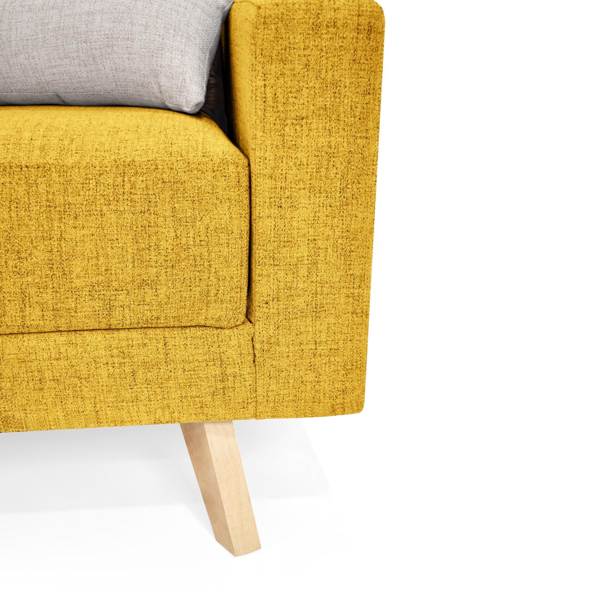 Sofa 2 Puestos Baru Tela Poliester Mostaza - VIRTUAL MUEBLES
