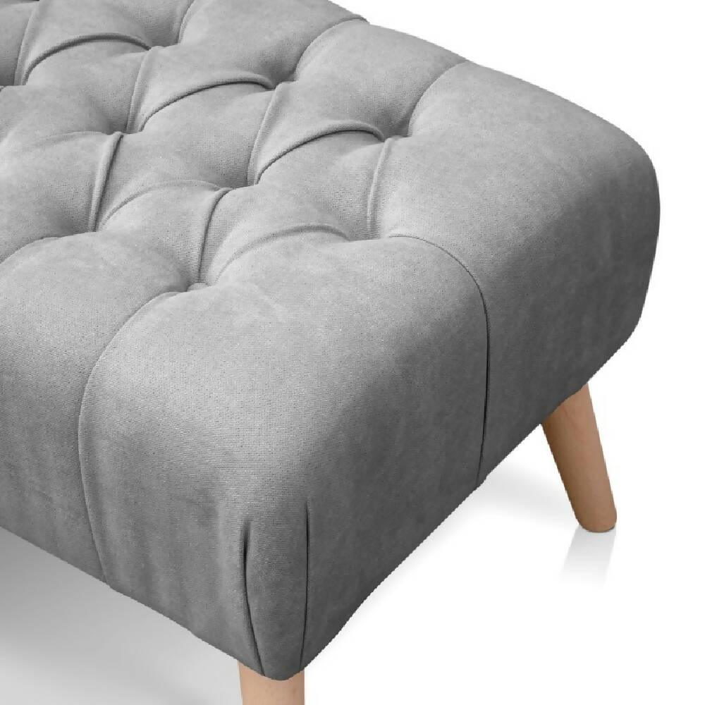 Banco Otomano Patas en Madera Tela Petfrendly Gris - VIRTUAL MUEBLES