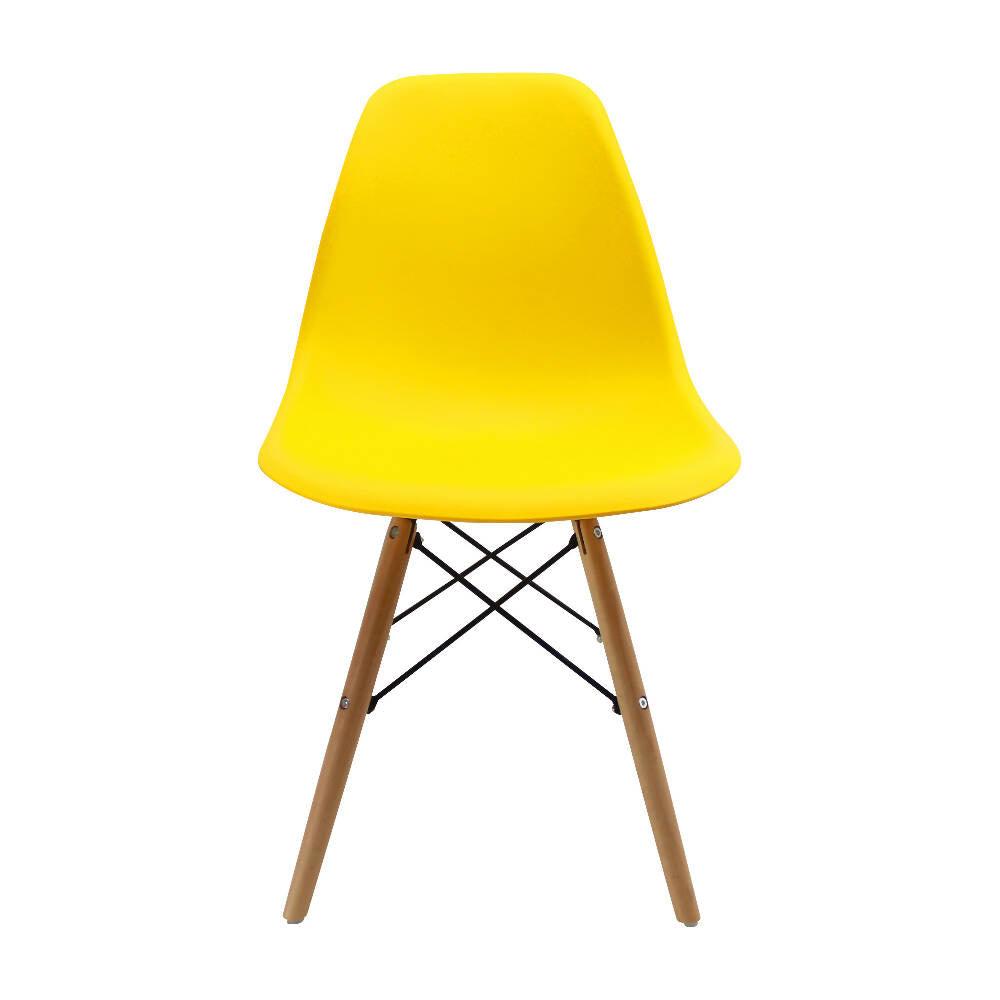 Kit por 6 sillas Eames Patas En Madera para comedor, sala, restaurante - Amarillas - VIRTUAL MUEBLES