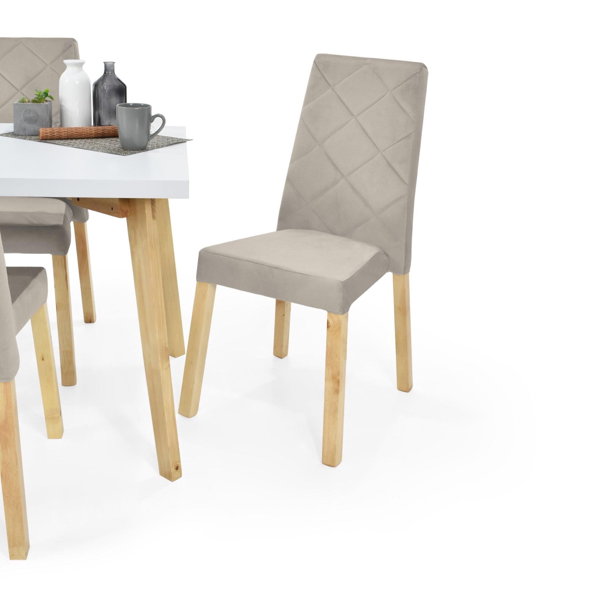 Juego de Comedor 4P Lugo Matiz Sillas Liverpool Tela Taupe - VIRTUAL MUEBLES
