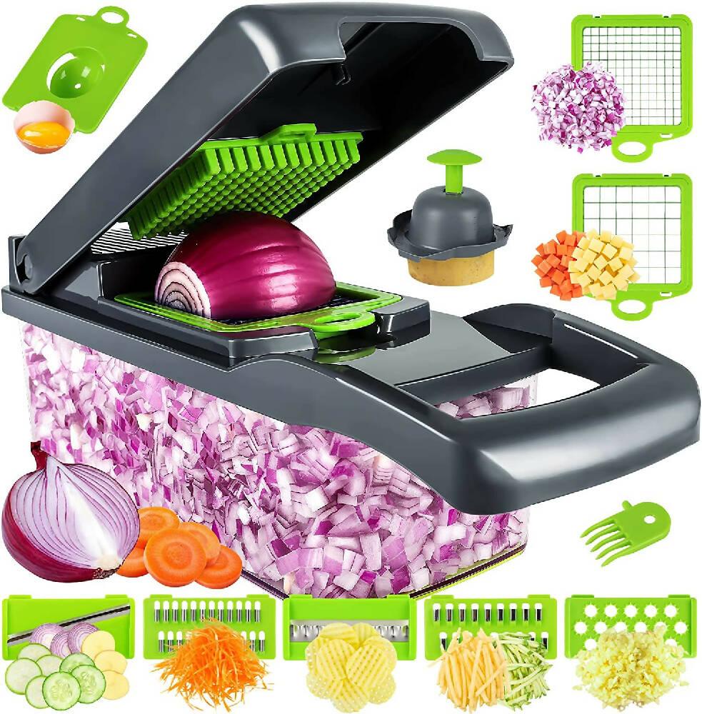 Cortador Picador Rallador Mandolina Verduras Ayudante 12 En 1 - VIRTUAL MUEBLES