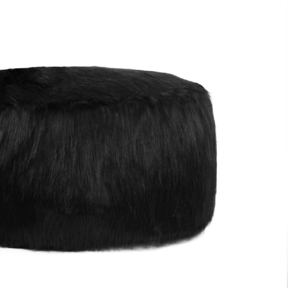 Puff Descansa pies Reposapiés En Peluche Negro - VIRTUAL MUEBLES