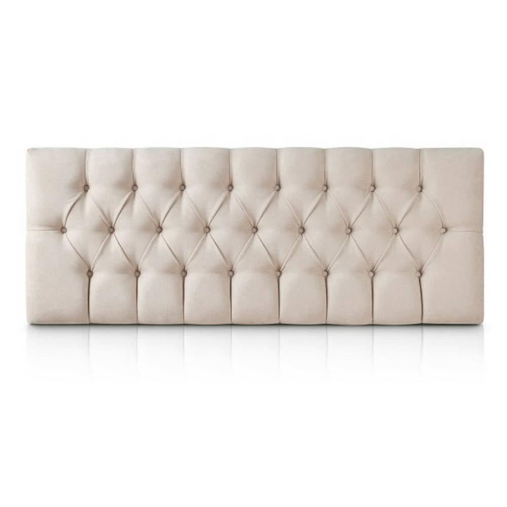 Cabecero Tapizado Tela Base Cama Semi-Doble Rombos Beige - VIRTUAL MUEBLES