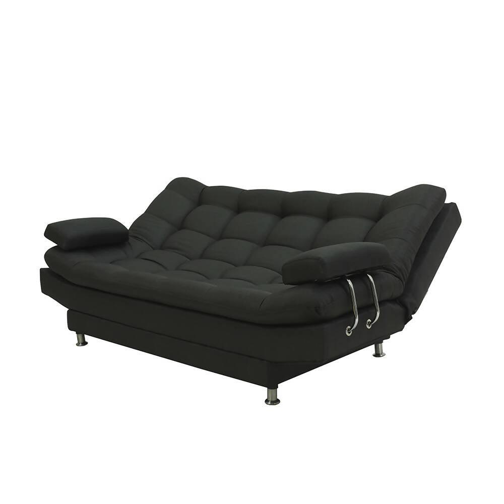 Sofá cama Moltochic con brazos negro poliéster - VIRTUAL MUEBLES