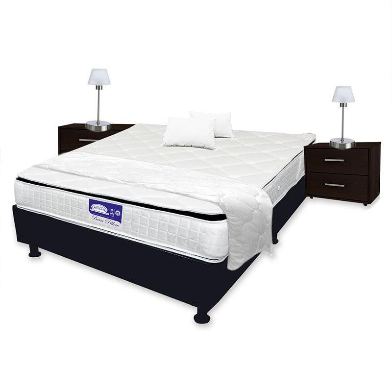 Combo Colchón Brisa Pillow 120 X 190 + Base Cama + Protector + 1 Almohada - VIRTUAL MUEBLES