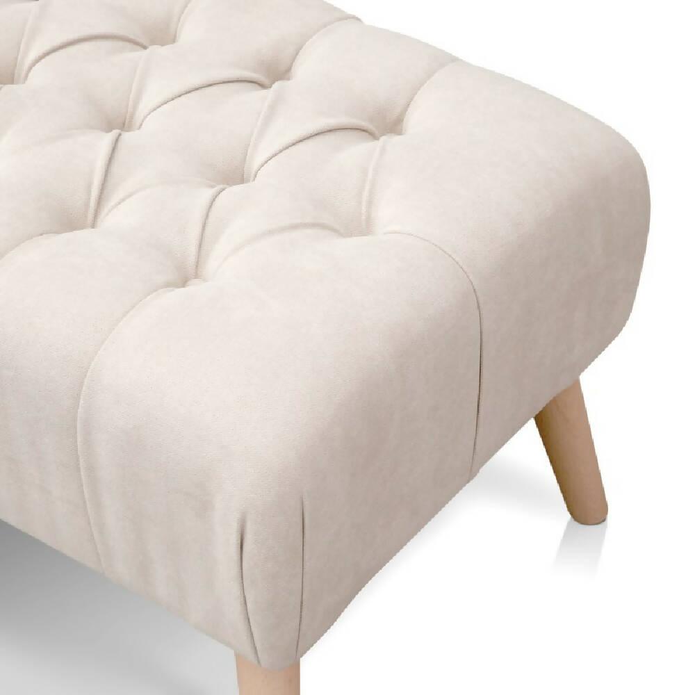 Banco Otomano Patas en Madera Tela Petfrendly Marfil - VIRTUAL MUEBLES