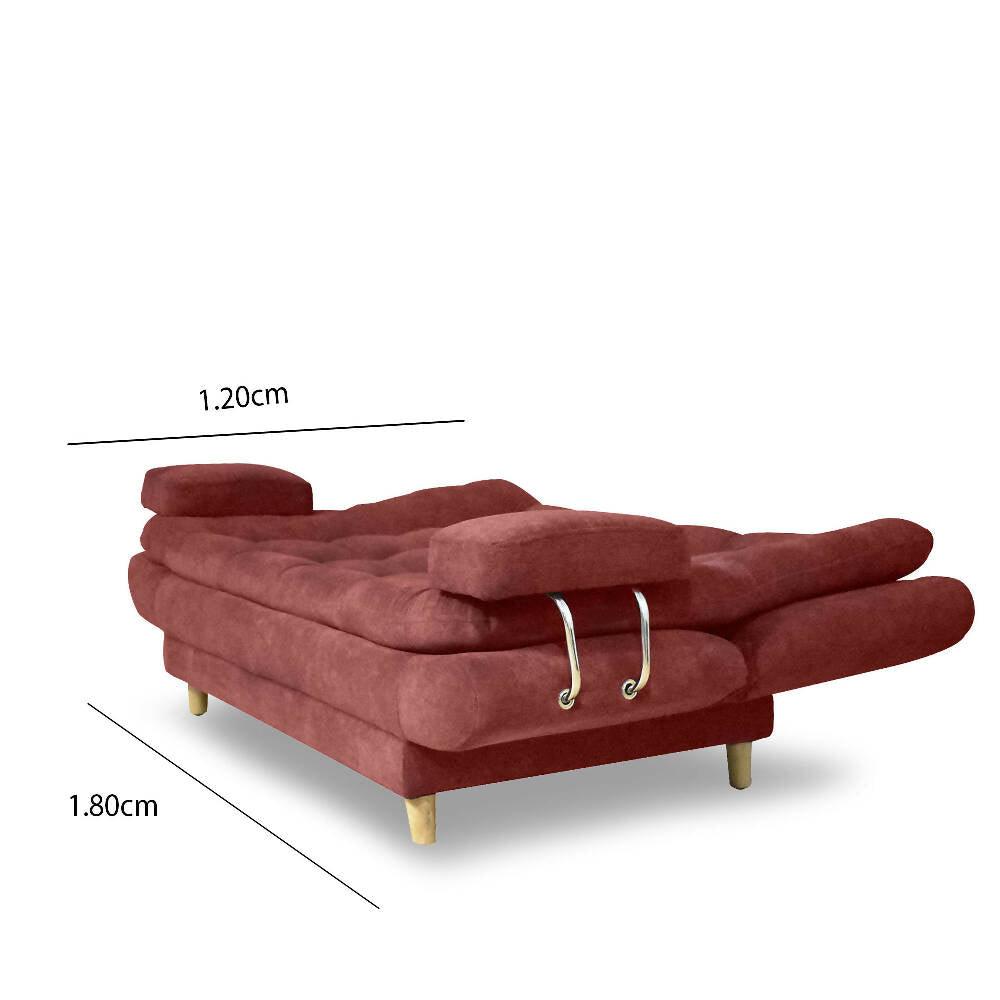 Sofá cama Damasco con brazos rojo lino - VIRTUAL MUEBLES