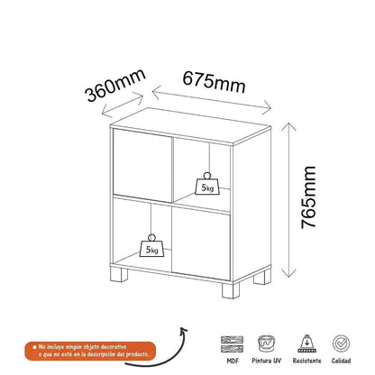 Biblioteca Estantería Tipo Mesa Con 4 Nichos Bertolini-Marrón - VIRTUAL MUEBLES