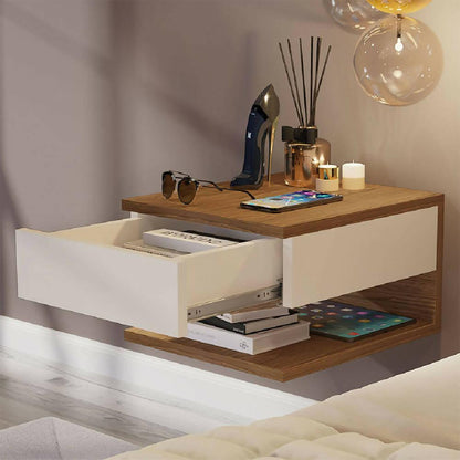 Mesa de noche Roma Natural/Blanco - VIRTUAL MUEBLES