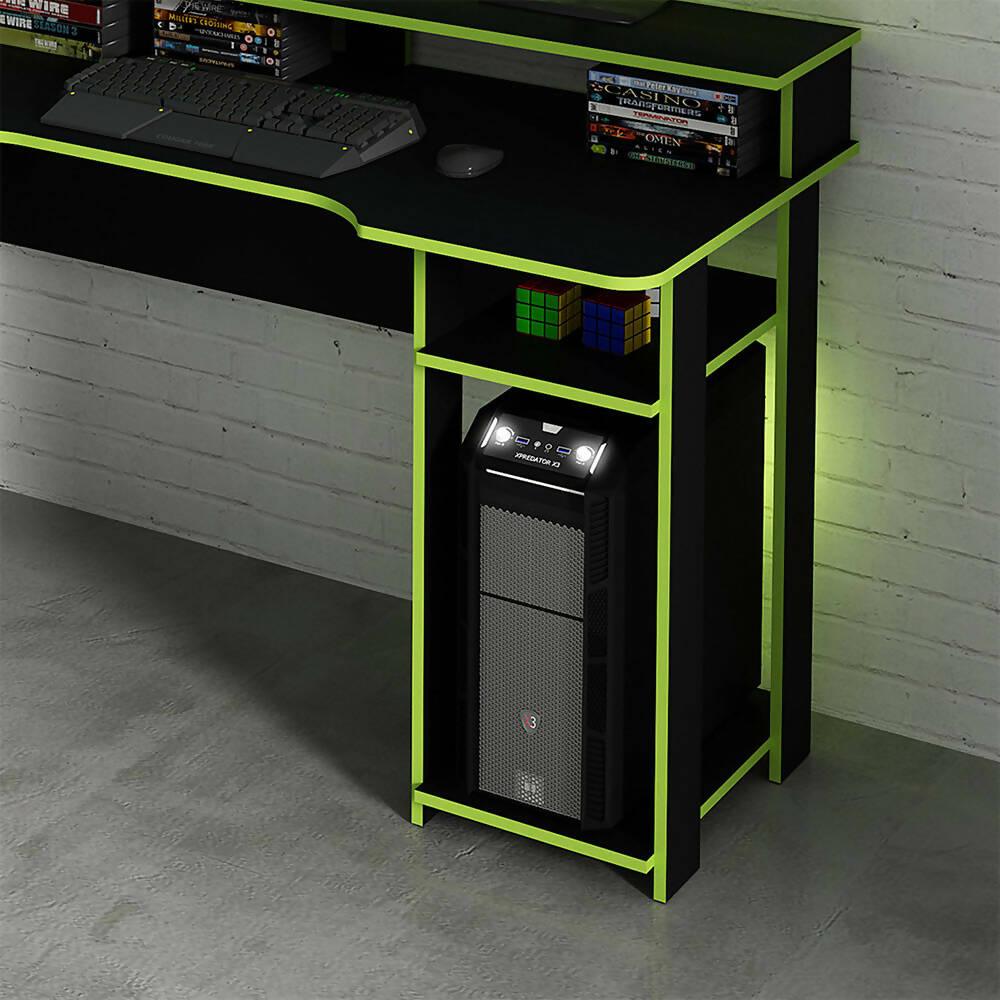 Escritorio Gamer Bolonia Negro Verde - VIRTUAL MUEBLES