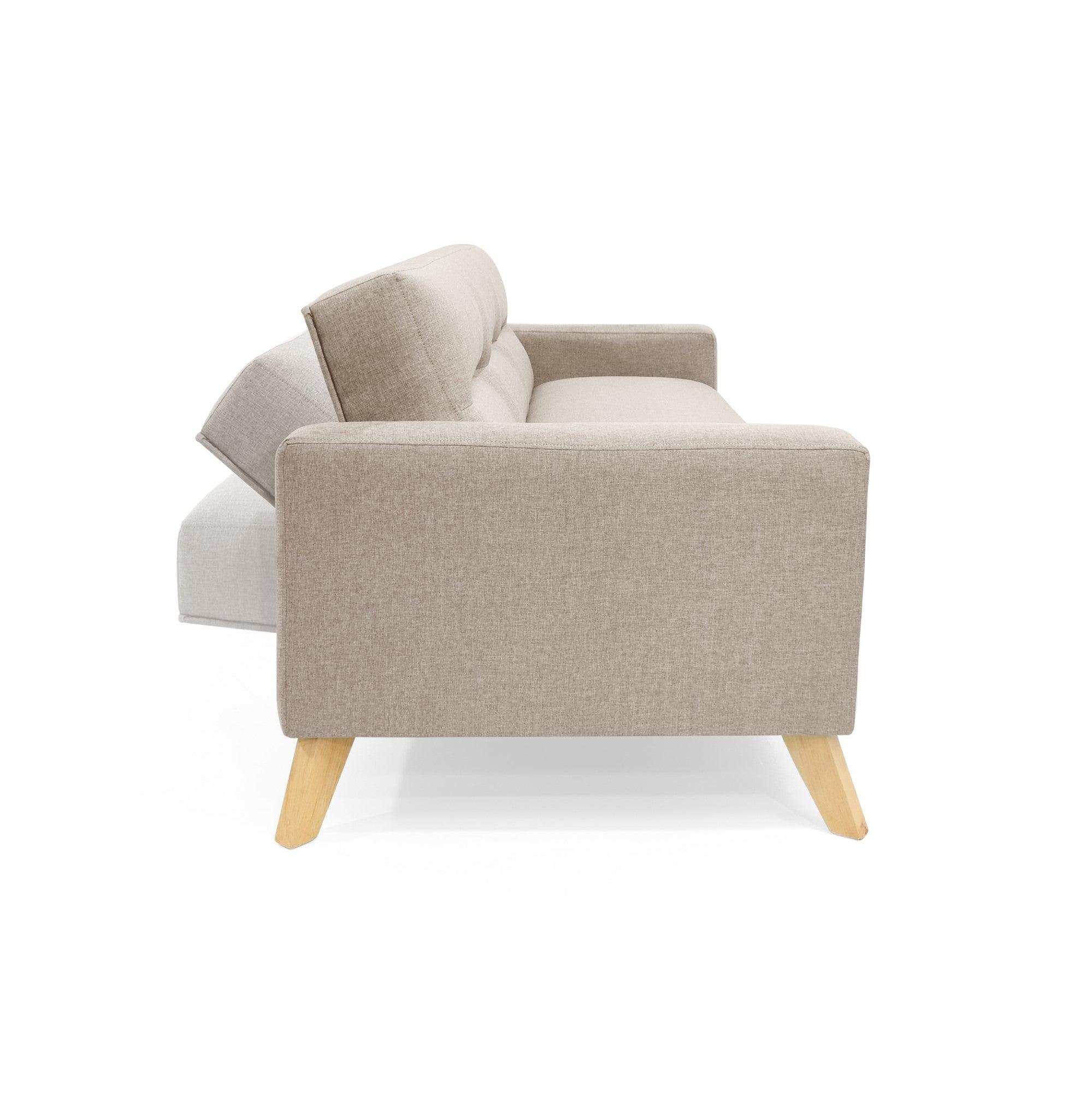 Sofa Cama Sion 3 Posiciones Tela Poliester Beige - VIRTUAL MUEBLES
