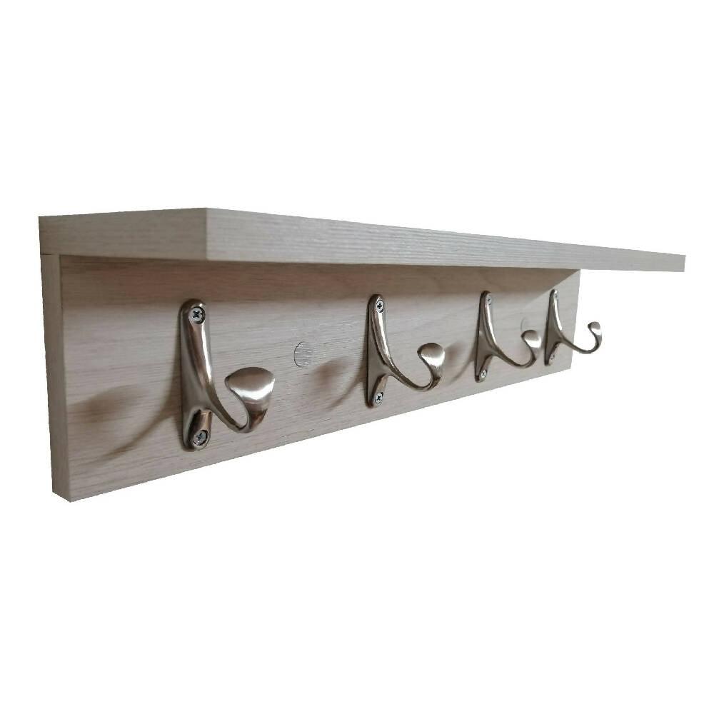 Perchero de Pared con Repisa 4 Ganchos Blanco Kallio - VIRTUAL MUEBLES