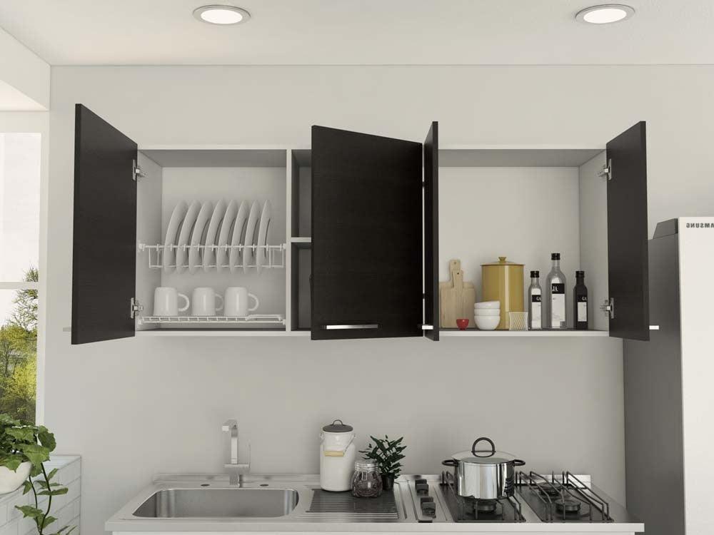 Gabinete Superior Ursa color Blanco y Wengue para Cocina.