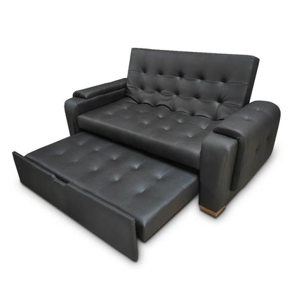 Sofacama Multifuncional Vignelli Tipo Cuero Negro - VIRTUAL MUEBLES