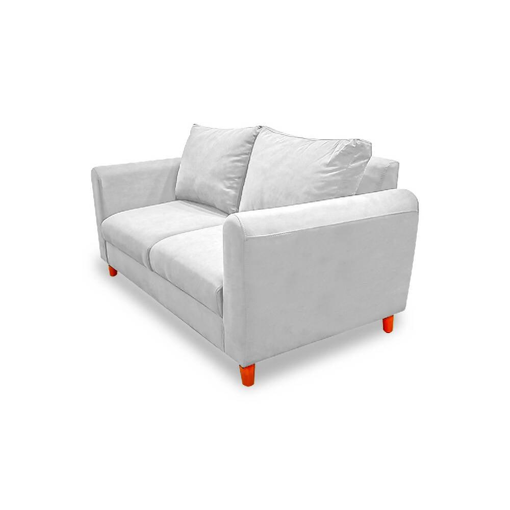 Sofá Prato zuliana blanco poliéster y patas de madera - VIRTUAL MUEBLES