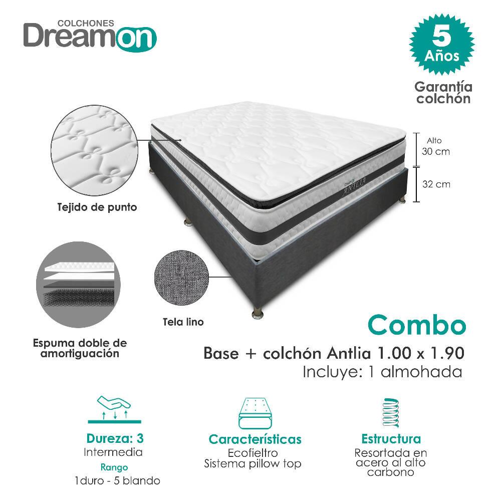 Colchón Con Base Dreamon Antlia Sencillo Intermedio - VIRTUAL MUEBLES