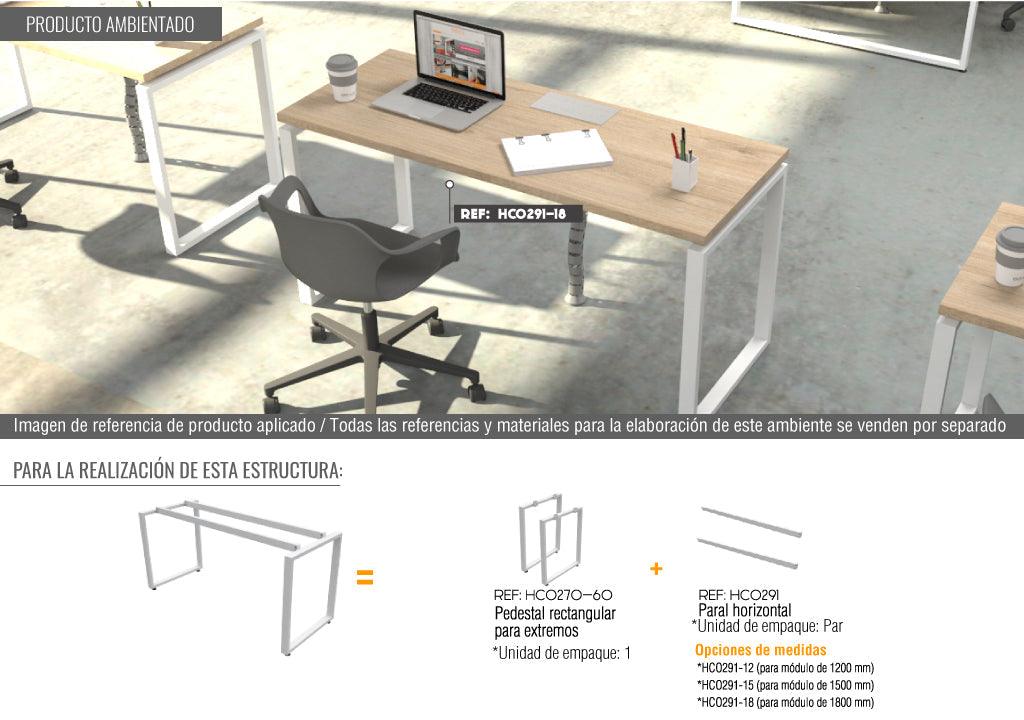 Tubo rectangular para amarre de puesto de 1690 mm - blanco mate - VIRTUAL MUEBLES