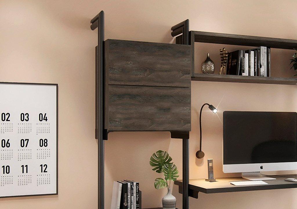 Kit soporte aluminio negro para entrepaño de madera y cajonera - VIRTUAL MUEBLES