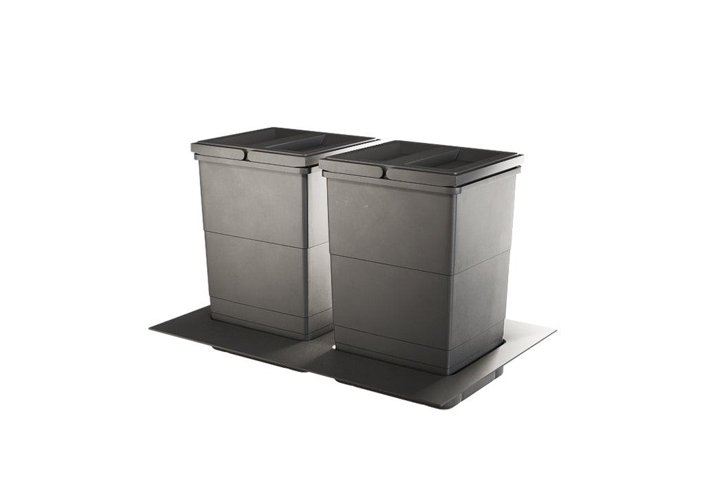 Basureras y estructura plástica gris de 18l (2 basureas) 330x485x315mm, para módulo de 400 - VIRTUAL MUEBLES