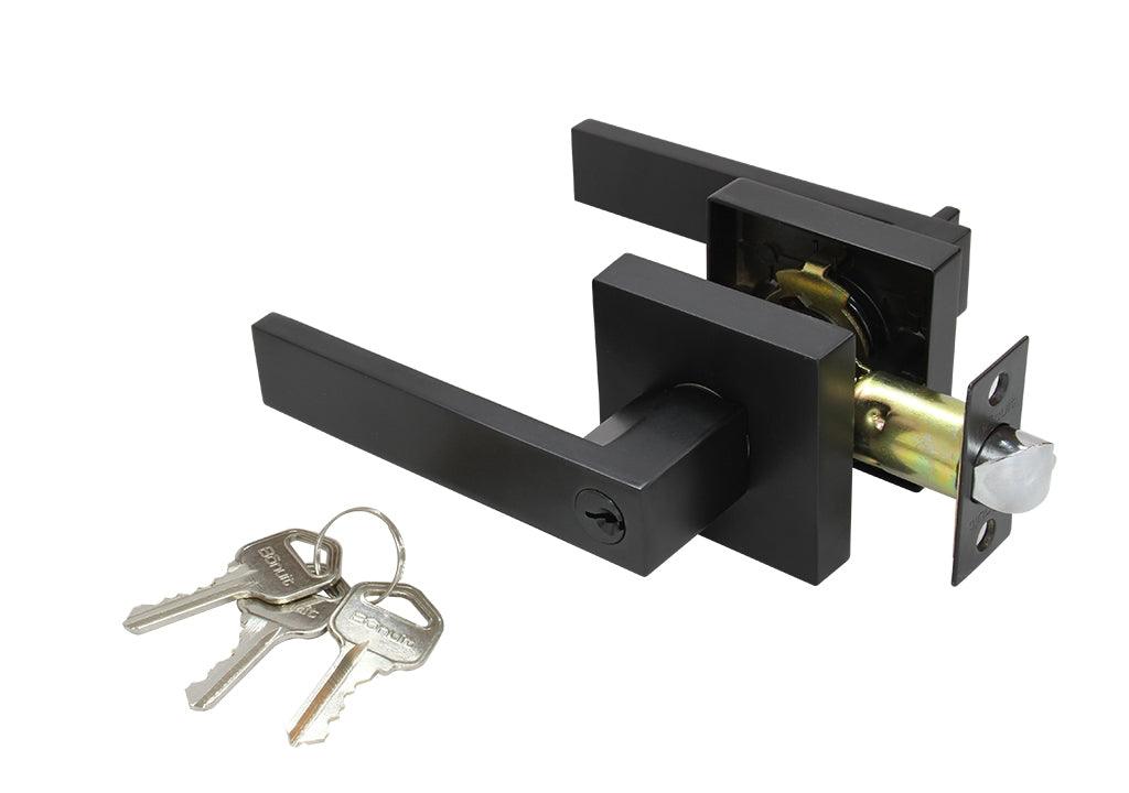 Chapa 598 palanca cuadrada tubular alcoba negra - VIRTUAL MUEBLES