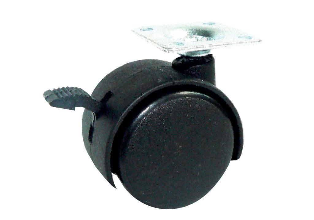 Rodachina plataforma nylon con freno negra ø 50 mm - VIRTUAL MUEBLES