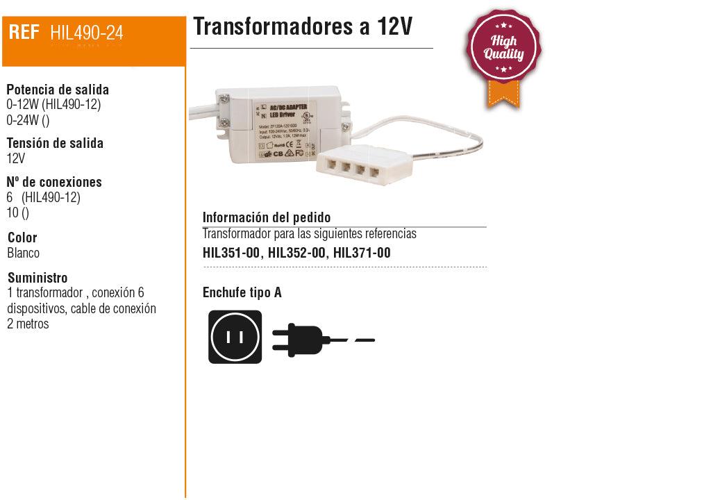 Transformador a 12 v para 10 conexiones 24 w - VIRTUAL MUEBLES