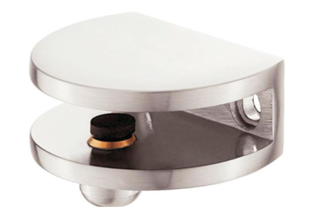 Soporte entrepaño vidrio media luna de 10 mm cromado - VIRTUAL MUEBLES