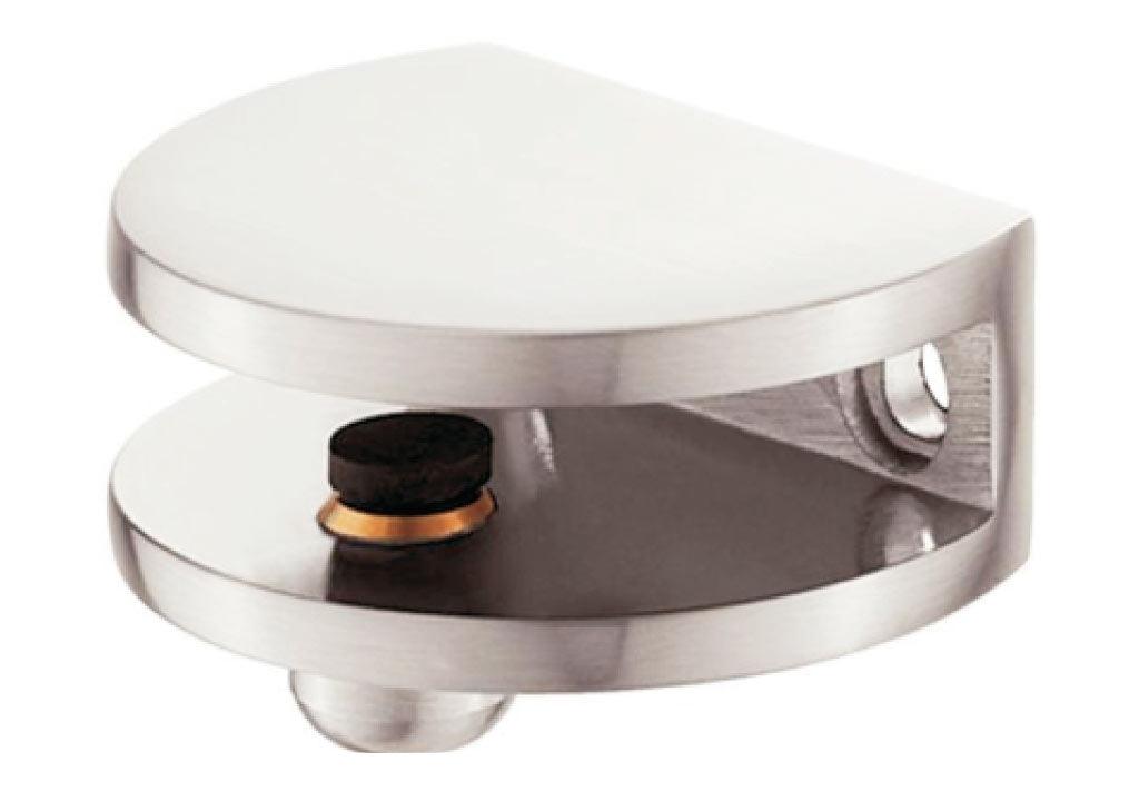 Soporte entrepaño vidrio media luna de 17 mm cromado color blanco - VIRTUAL MUEBLES