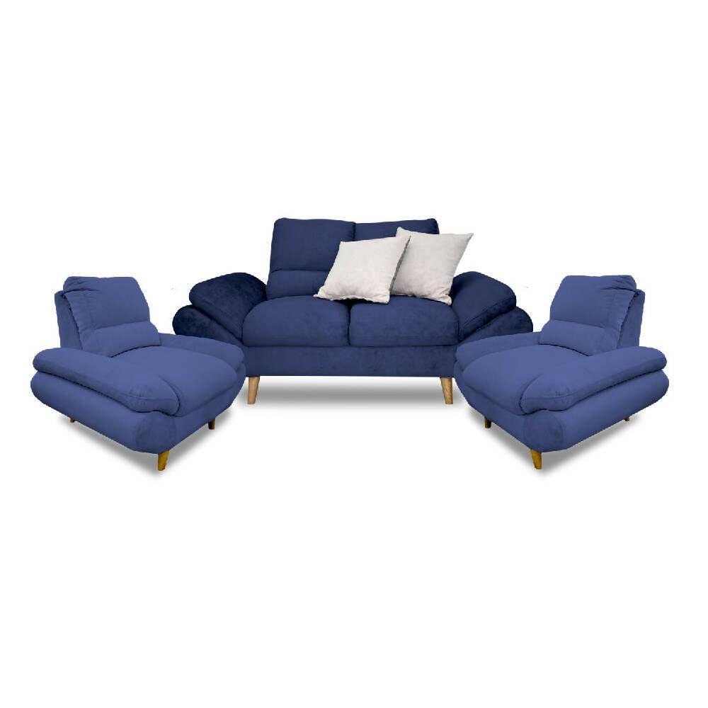 Sala Venecia 2ptos lino nabí, patas de madera - VIRTUAL MUEBLES