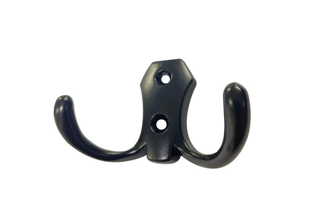 Gancho perchero zamak doble negro - VIRTUAL MUEBLES