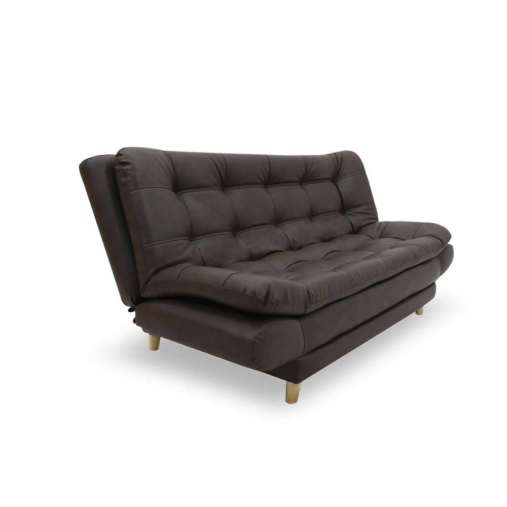 Sofá cama Damasco chocolate sintético - VIRTUAL MUEBLES