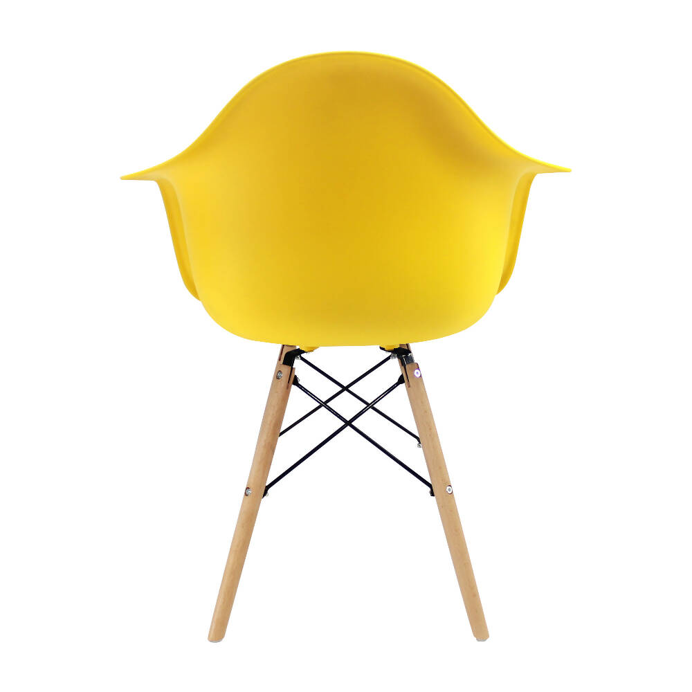 Kit por 4 Silla Eames Con Brazos Patas en Madera - Amarillo