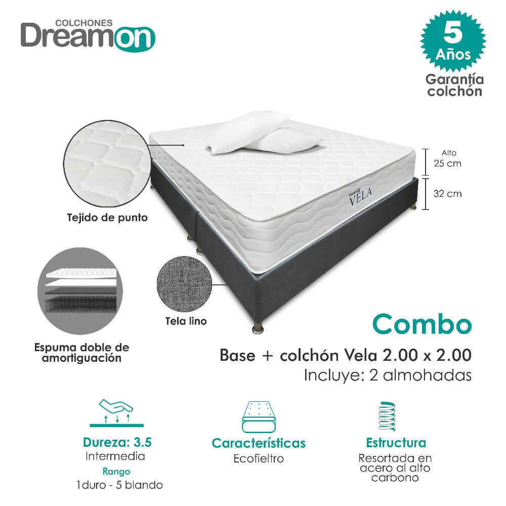 Colchón Con Base Dreamon Vela King Intermedio - VIRTUAL MUEBLES