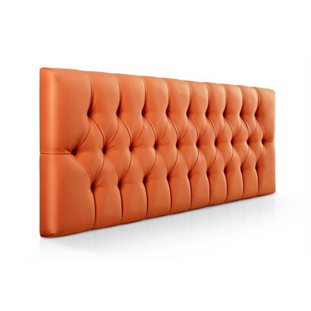 Cabecero Tapizado Base Cama Semi-Doble Rombos Naranja - VIRTUAL MUEBLES