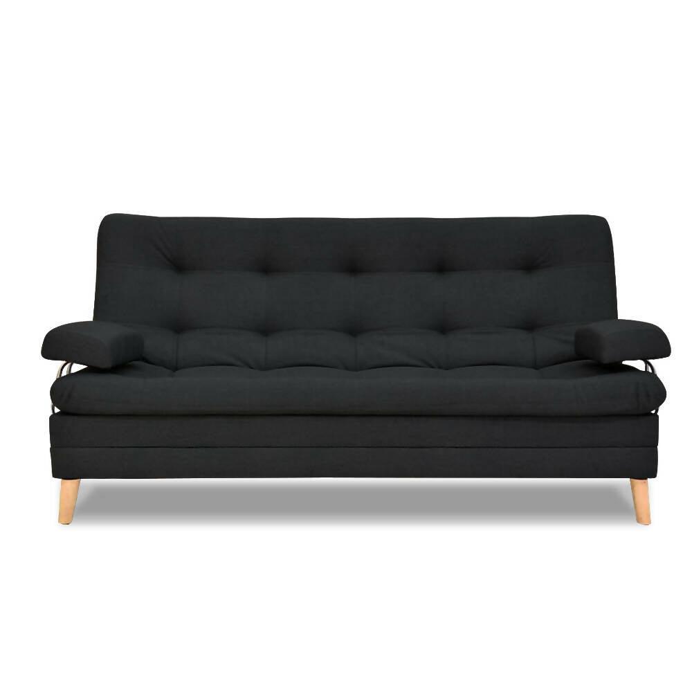 Sofá am cooper con brazos negro poliéster - VIRTUAL MUEBLES