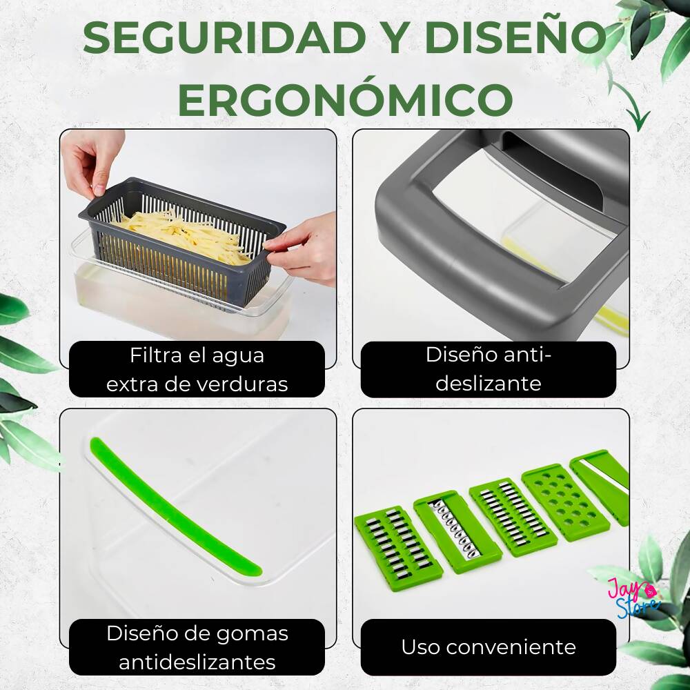 Cortador Picador Rallador Mandolina Verduras Ayudante 12 En 1