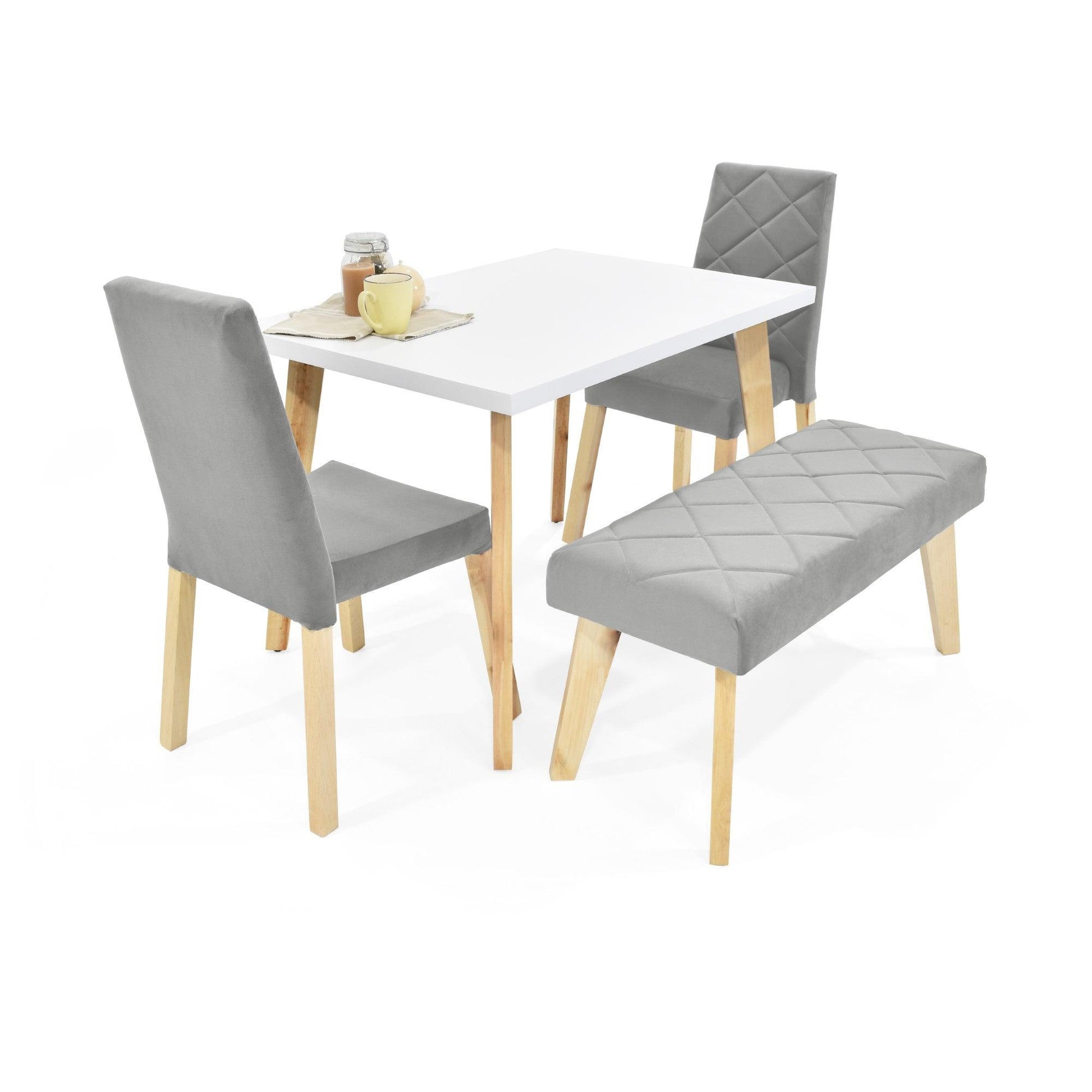 Juego de Comedor 4P Lugo Matiz Con Butaco Liverpool Tela Plata - VIRTUAL MUEBLES