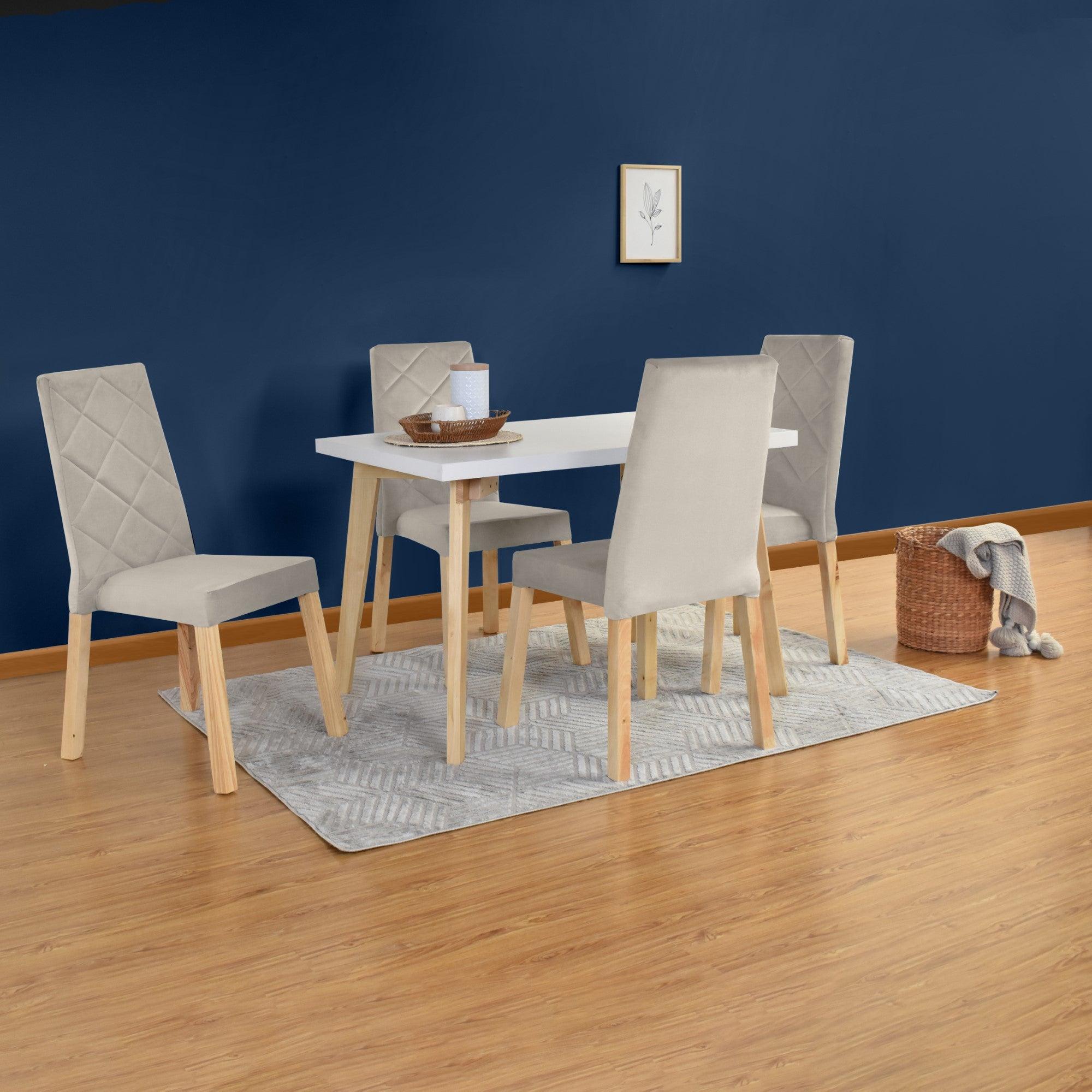 Juego de Comedor 4P Lugo Matiz Sillas Liverpool Tela Taupe - VIRTUAL MUEBLES