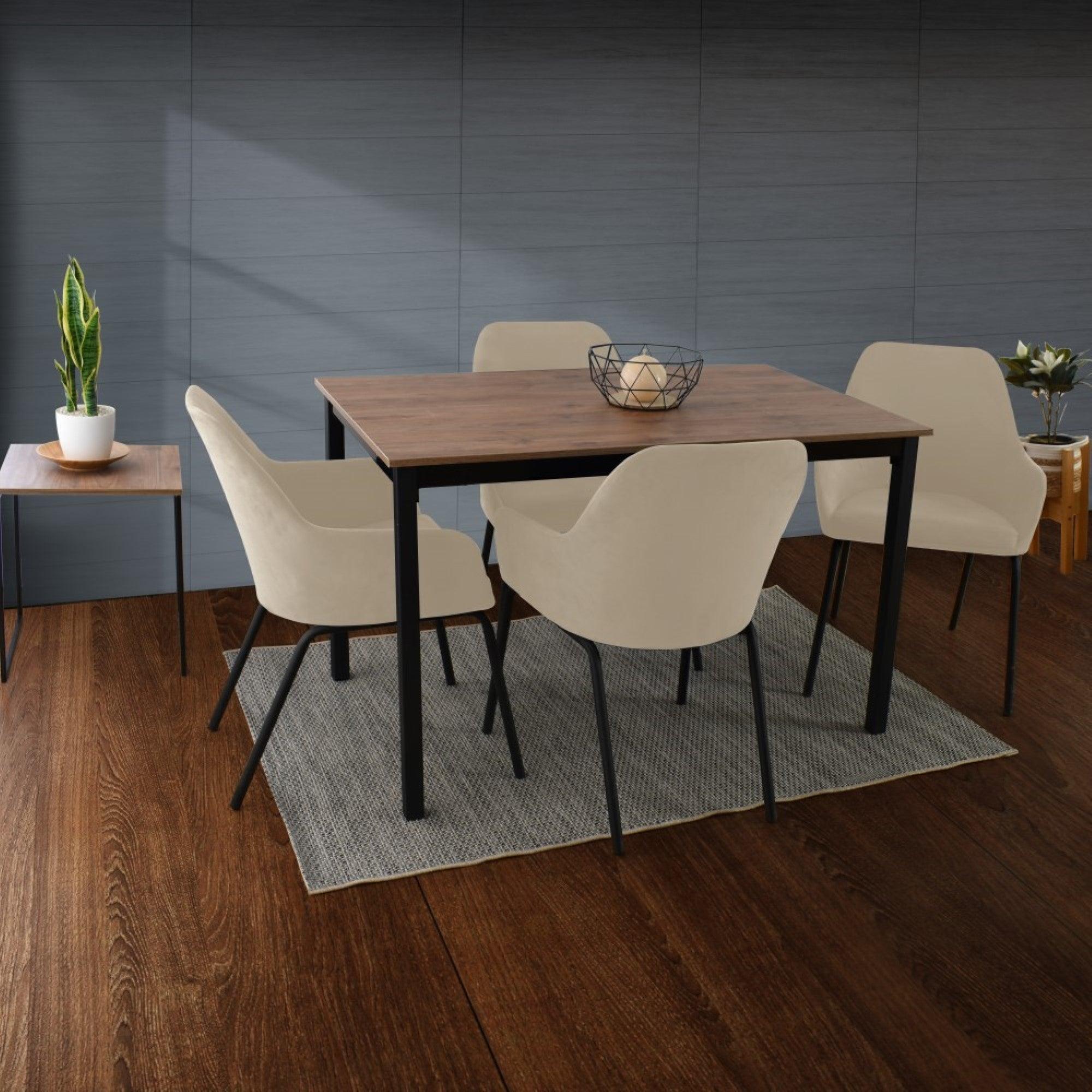 Comedor 4P Orion con Sillas Mendoza Tela Taupe - VIRTUAL MUEBLES