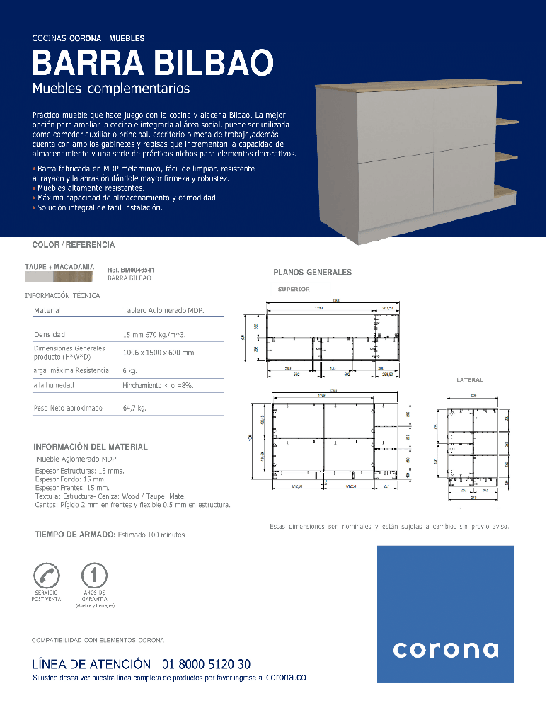 Barra Corona Bilbao - VIRTUAL MUEBLES