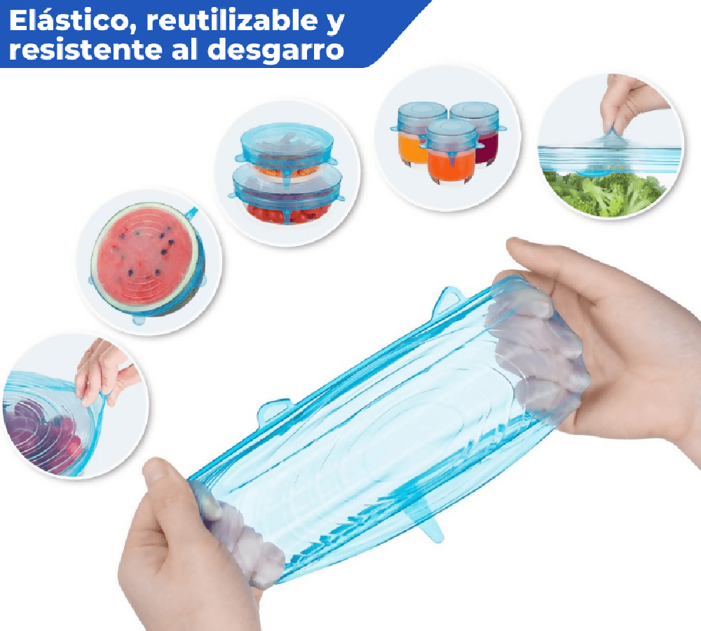 Setx6 Tapas De Silicona Reutilizables Elásticas Redondas Alimentos - VIRTUAL MUEBLES
