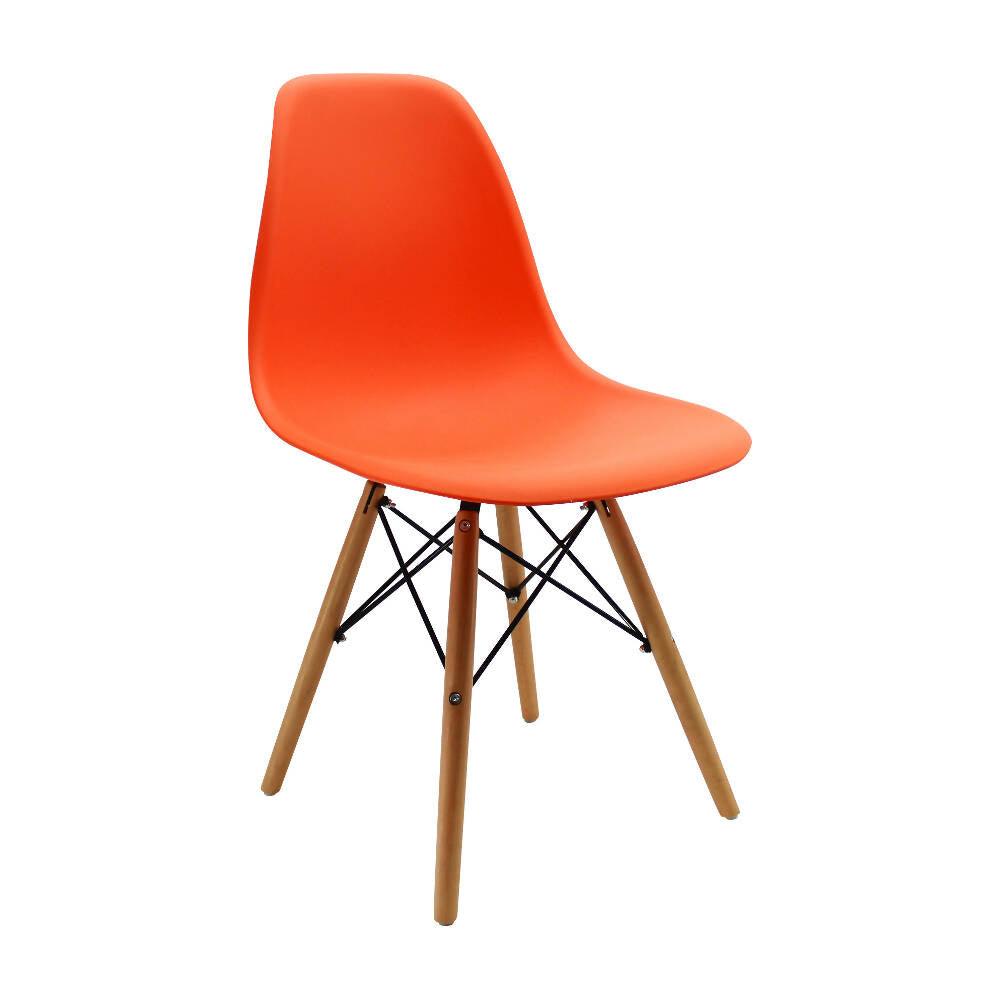 Kit por 4 sillas Eames Patas En Madera para comedor, sala, restaurante - Naranjas - VIRTUAL MUEBLES