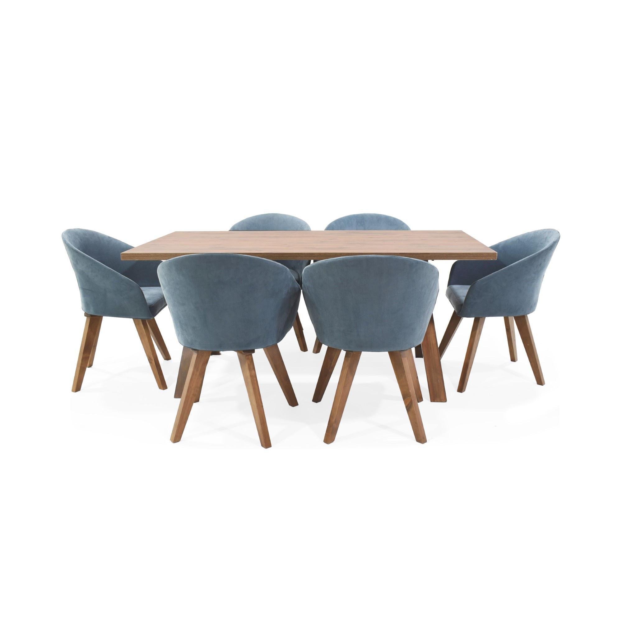 Comedor Nara 6 Puestos Sillas Noto Tela Gris