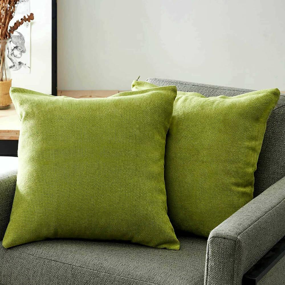 Funda X2 Cojines Decorativos Cuadrados En Tela Verde Pistacho - VIRTUAL MUEBLES